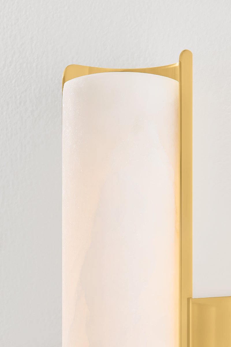 Lucio Sconce by Hudson Valley Lighting, Aged Brass Wall Light with Alabaster Shade, 450 Lumens
