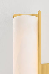 Lucio Sconce by Hudson Valley Lighting, Aged Brass Wall Light with Alabaster Shade, 450 Lumens