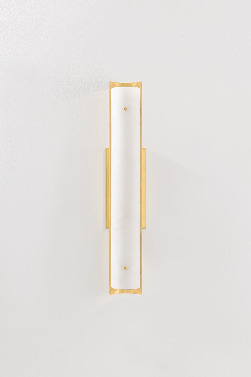 Lucio Large Sconce 22.25"H Aged Brass Wall Light with Dimmable Alabaster Shade by Hudson Valley