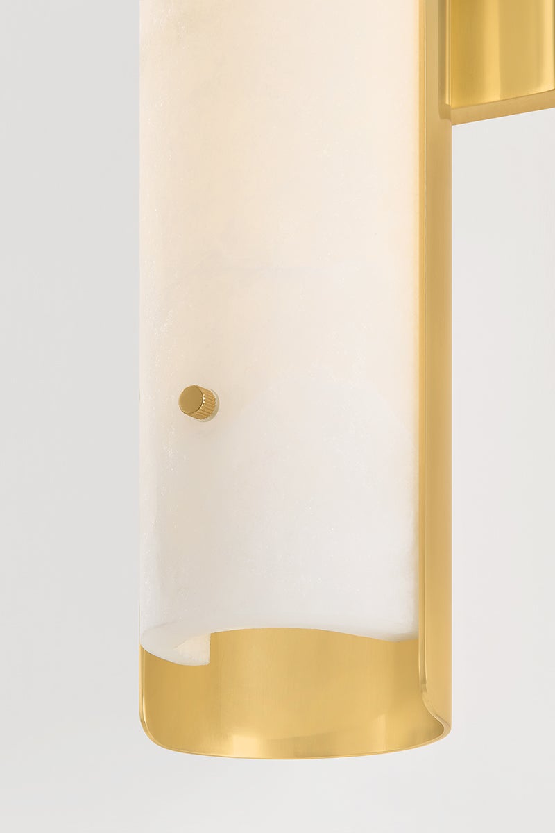 Lucio Large Sconce 22.25"H Aged Brass Wall Light with Dimmable Alabaster Shade by Hudson Valley