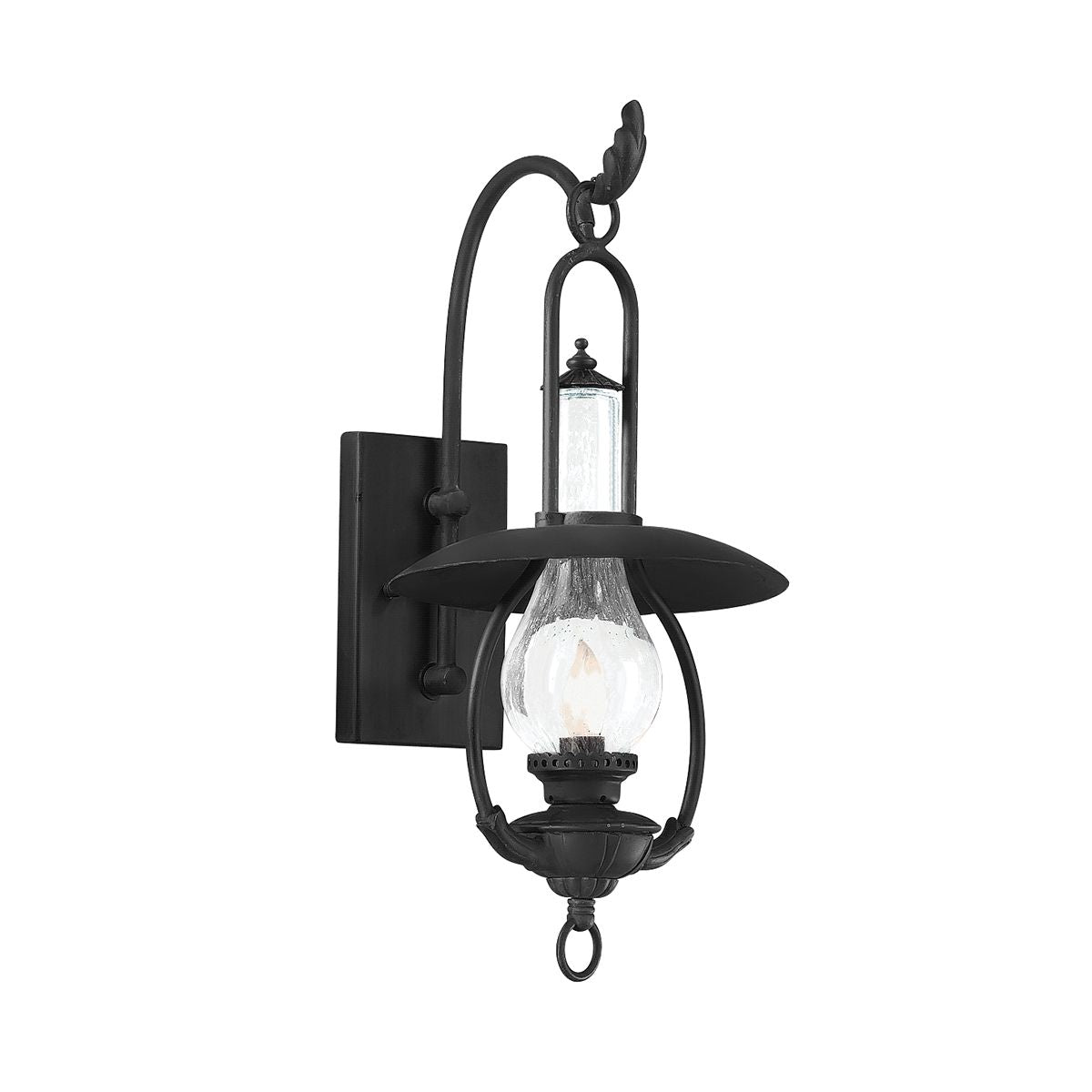 La Grange Outdoor Wall Sconce 20.5" Height by Troy Lighting - Hand-Forged Iron & Seeded Glass, Dimmable
