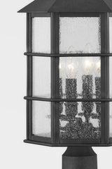 Lake County 4-Light Outdoor Post Light by Troy Lighting, French Iron Finish with Seeded Glass Shade