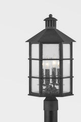 Lake County 4-Light Outdoor Post Light by Troy Lighting, French Iron Finish with Seeded Glass Shade