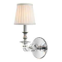Lapeer Wall Sconce by Hudson Valley Lighting, Silk Shade, Crystal Bobeches, E12 Bulb, 60W Max