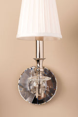 Lapeer Wall Sconce by Hudson Valley Lighting, Silk Shade, Crystal Bobeches, E12 Bulb, 60W Max
