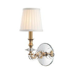 Lapeer Wall Sconce by Hudson Valley Lighting, Silk Shade, Crystal Bobeches, E12 Bulb, 60W Max