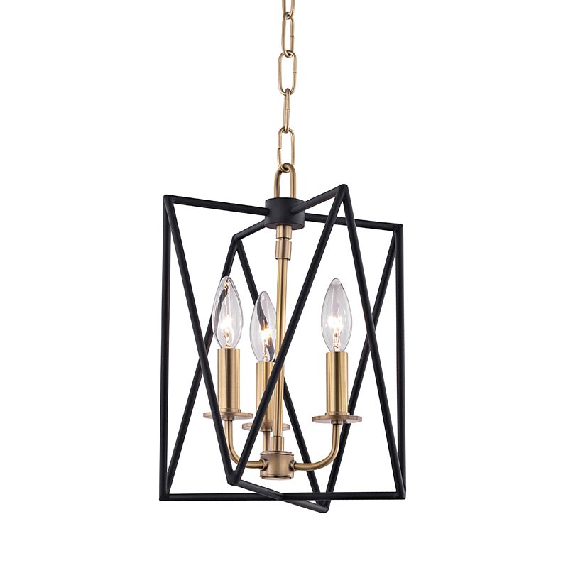 Laszlo 3-Light Pendant by Hudson Valley Lighting with Adjustable Height and Dimmable Feature, Aged Brass Finish
