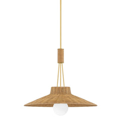 Mitzi Laudine Pendant Light H921701-AGB, Natural Wicker Shade, Aged Brass Finish, Dimmable, Versatile Design