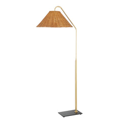 Lauren Floor Lamp By Mitzi HL599401-AGB/TBK, 60" Height, Dimmable, Rustic Modern Design, Aged Brass Finish