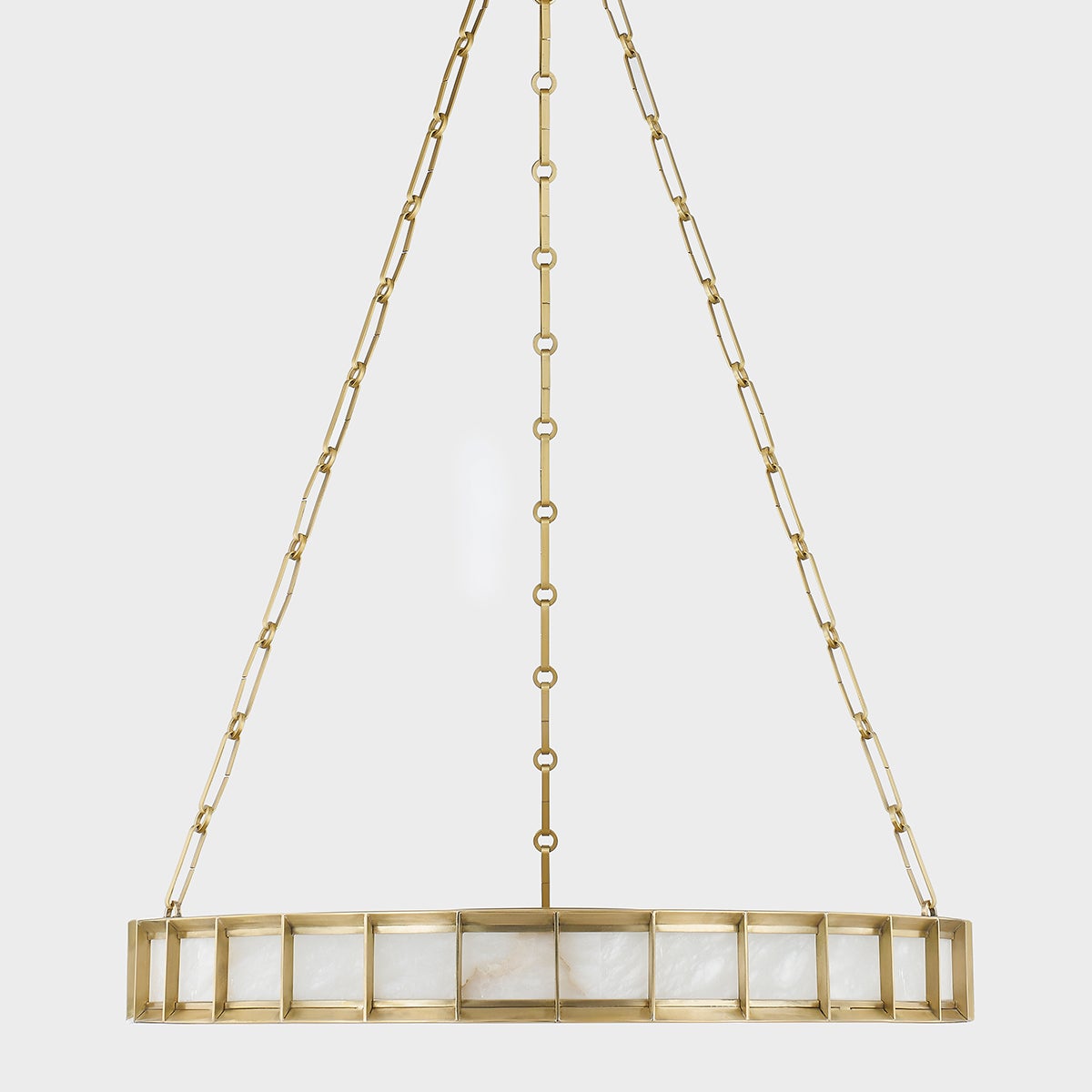 Leda Large Chandelier 20"-51" Adjustable Height Vintage Brass Alabaster Diffuser Dimmable 2050 Lumens