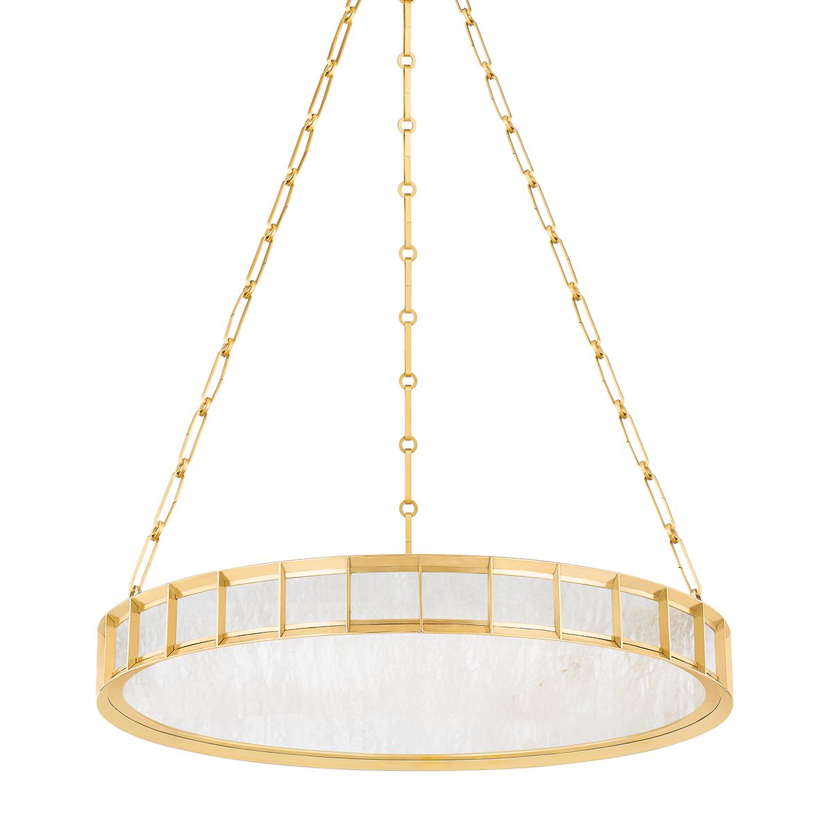 Leda Large Chandelier 20"-51" Adjustable Height Vintage Brass Alabaster Diffuser Dimmable 2050 Lumens