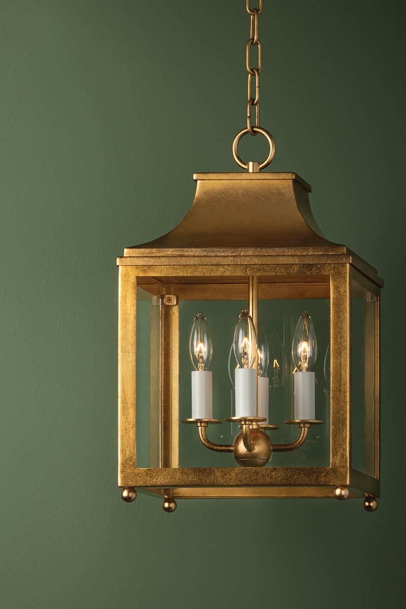 Mitzi Leigh Small Lantern - Adjustable Height 20.25" to 72.75", Dimmable, UL Damp Rated, Aged Brass, Nickel, Gold Leaf