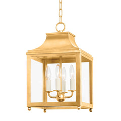 Mitzi Leigh Small Lantern - Adjustable Height 20.25" to 72.75", Dimmable, UL Damp Rated, Aged Brass, Nickel, Gold Leaf