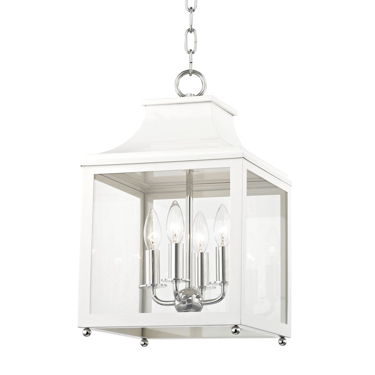 Mitzi Leigh Small Lantern - Adjustable Height 20.25" to 72.75", Dimmable, UL Damp Rated, Aged Brass, Nickel, Gold Leaf