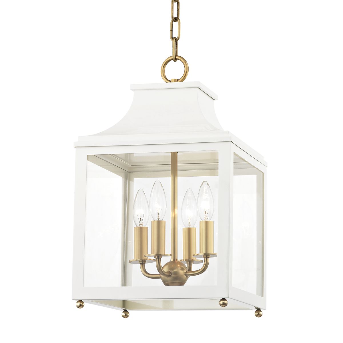 Mitzi Leigh Small Lantern - Adjustable Height 20.25" to 72.75", Dimmable, UL Damp Rated, Aged Brass, Nickel, Gold Leaf