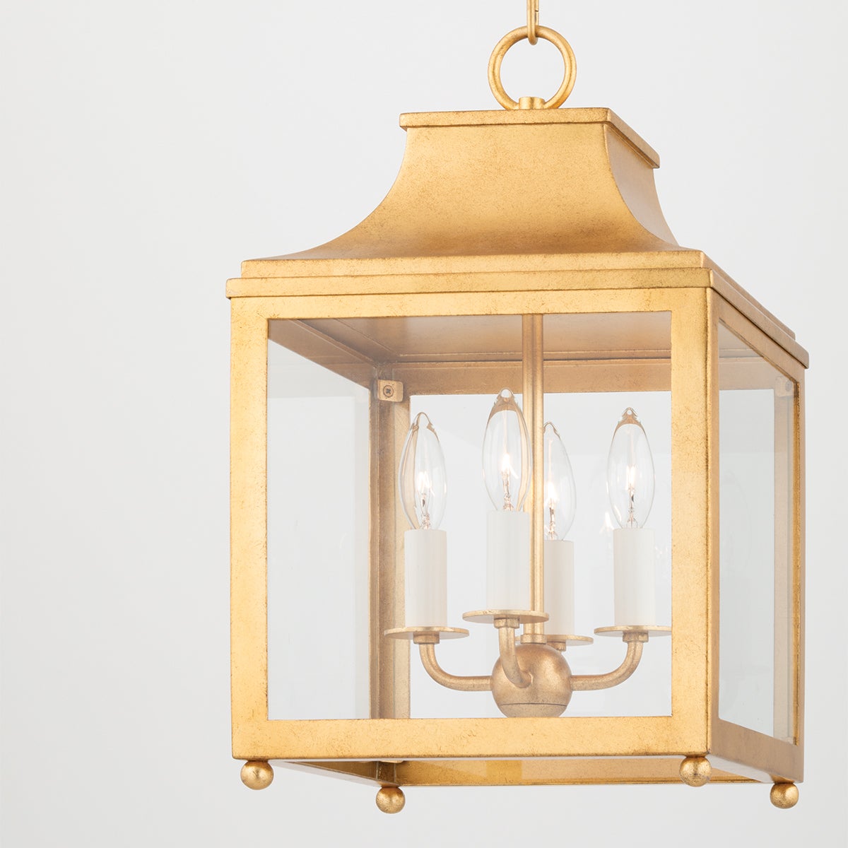 Mitzi Leigh Small Lantern - Adjustable Height 20.25" to 72.75", Dimmable, UL Damp Rated, Aged Brass, Nickel, Gold Leaf