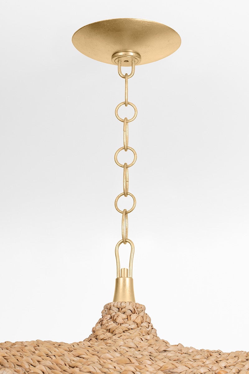 Levene Chandelier 21.25" Height 58.75" Width Vintage Gold Leaf by Corbett Lighting - Dimmable, Versatile Design