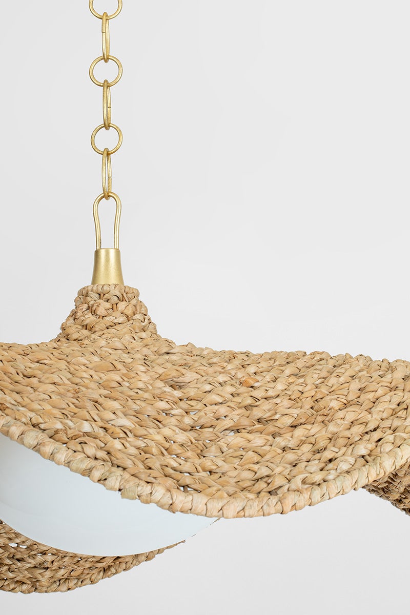 Levene Chandelier 21.25" Height 58.75" Width Vintage Gold Leaf by Corbett Lighting - Dimmable, Versatile Design