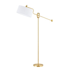 Libby Floor Lamp by Mitzi, Adjustable Height, Aged Brass Finish, UL Damp Rated, Elegant Design