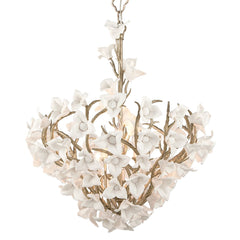 Lily Large Chandelier by Corbett Lighting, 6 Light Fixture with Porcelain Flowers, Adjustable Height