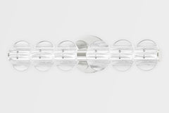 Lindley 6-Light Vanity Light by Hudson Valley in Aged Brass or Polished Nickel, Dimmable, UL Damp Rated