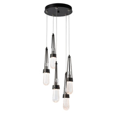 Hubbardton Forge Link 5-Light Blown Glass Pendant with Artisan Craftsmanship and Dimmable Feature