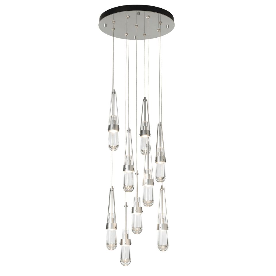 Link 9-Light Clear Glass Pendant by Hubbardton Forge - Dimmable, Versatile Design for Modern Spaces