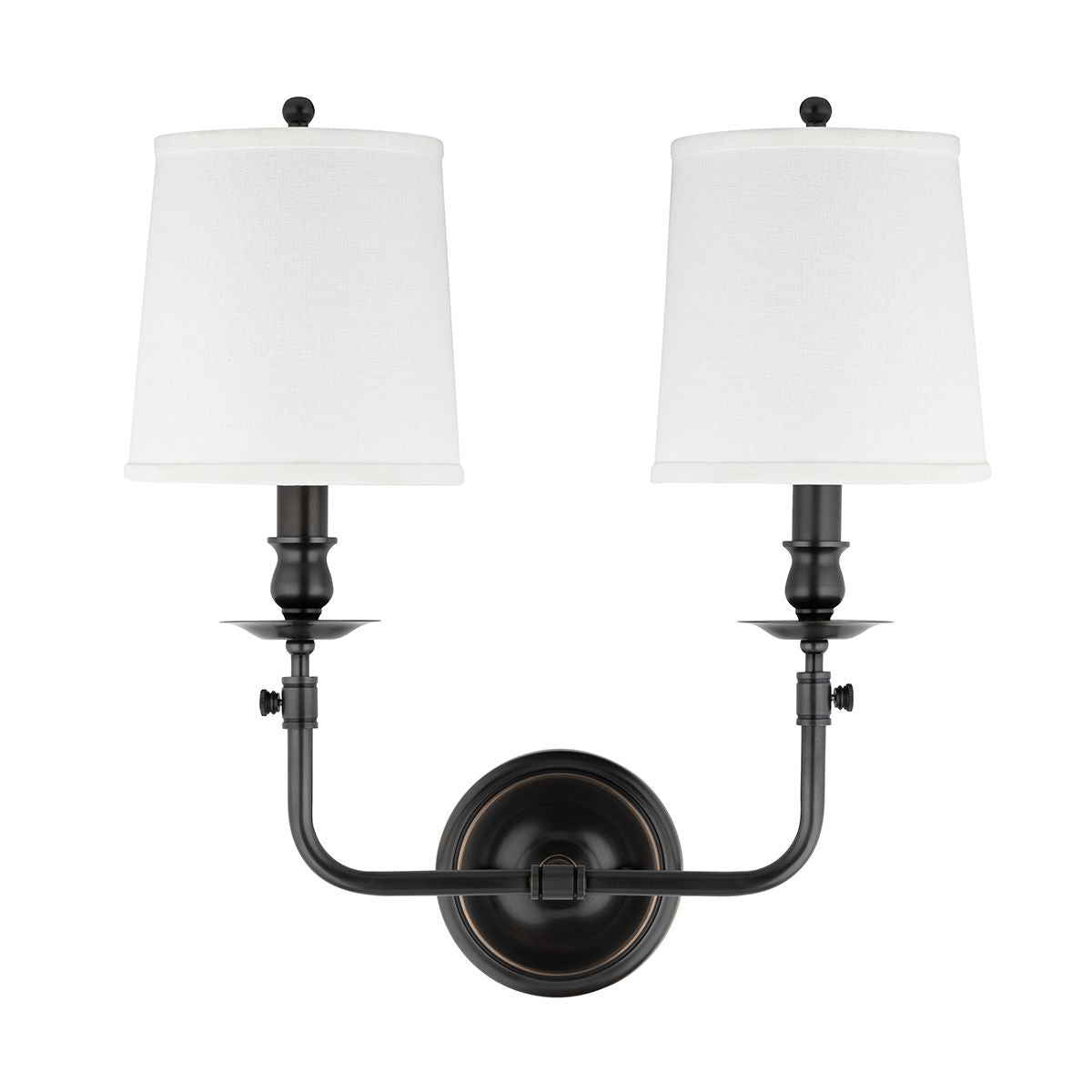 Logan 2-Light Wall Sconce by Hudson Valley Lighting with Dimmable Feature and Off-White Linen Shade