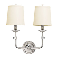 Logan 2-Light Wall Sconce by Hudson Valley Lighting with Dimmable Feature and Off-White Linen Shade
