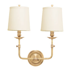 Logan 2-Light Wall Sconce by Hudson Valley Lighting with Dimmable Feature and Off-White Linen Shade