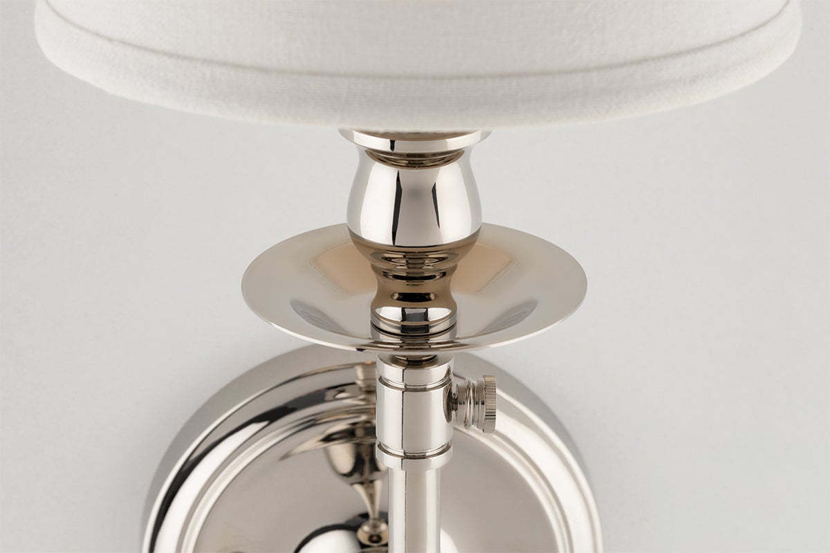 Logan Sconce By Hudson Valley Lighting - Dimmable Wall Fixture With Off-White Shade & Brass Finish