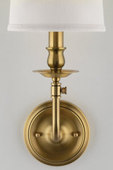 Logan Sconce By Hudson Valley Lighting - Dimmable Wall Fixture With Off-White Shade & Brass Finish