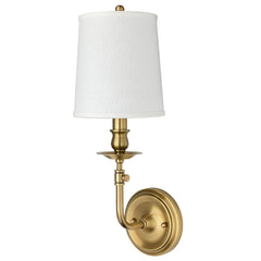 Logan Sconce By Hudson Valley Lighting - Dimmable Wall Fixture With Off-White Shade & Brass Finish