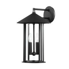 Long Beach 17" Medium Outdoor Wall Sconce by Troy Lighting, Clear Glass & Textured Black Finish