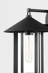 Long Beach Outdoor Wall Sconce 60W Dimmable With Clear Glass Cylinder And Textured Black Finish