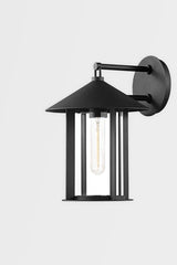 Long Beach Outdoor Wall Sconce 60W Dimmable With Clear Glass Cylinder And Textured Black Finish