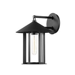 Long Beach Outdoor Wall Sconce 60W Dimmable With Clear Glass Cylinder And Textured Black Finish