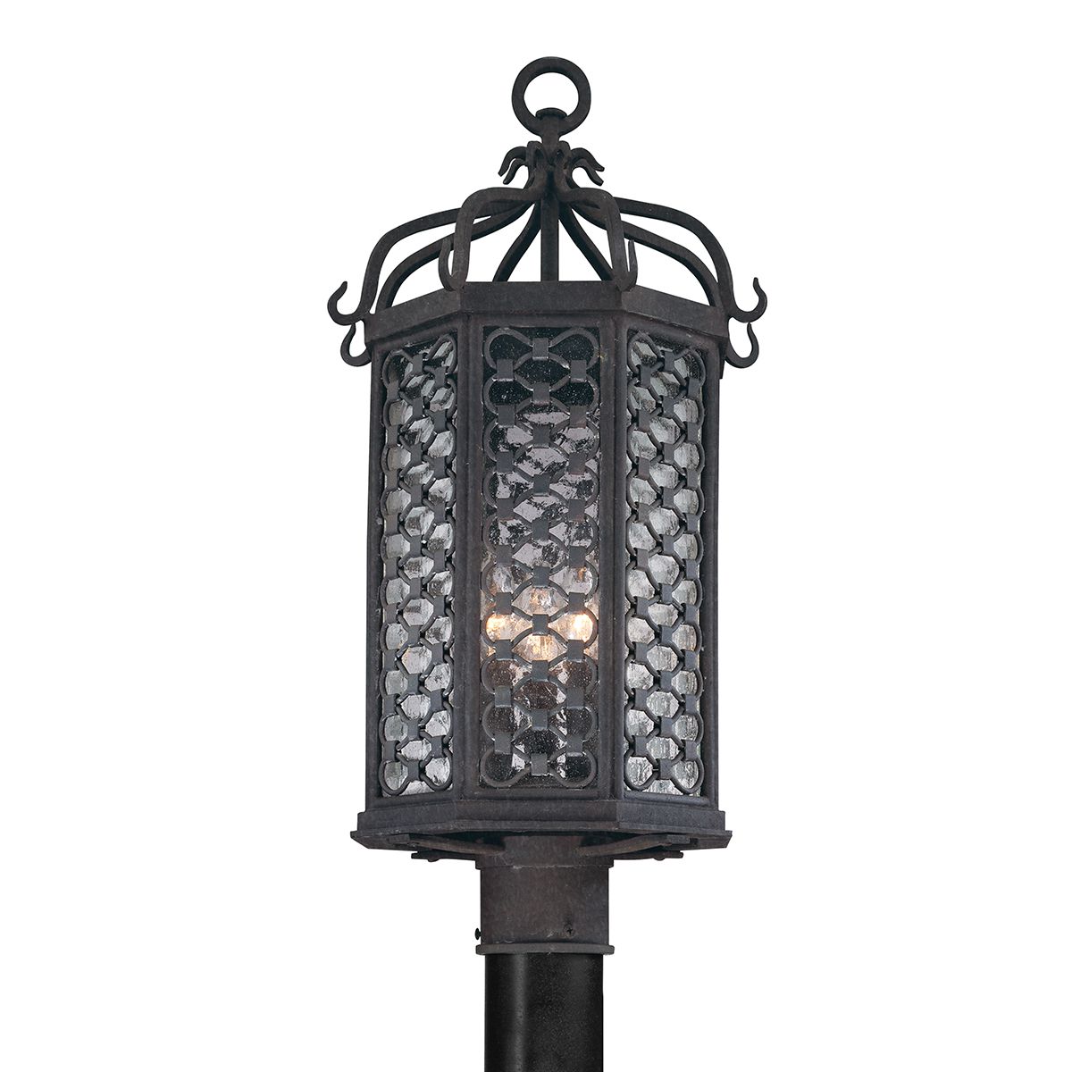 Los Olivos Outdoor Post Light by Troy Lighting - Hand-Forged Iron, Dimmable, 23" Tall, UL Wet Rated