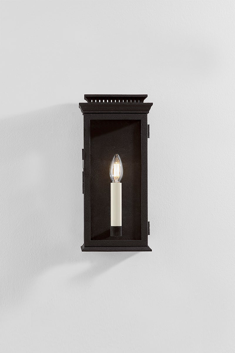 Louie Outdoor Wall Sconce by Troy Lighting, Weather-Resistant, 14.5" Height, Clear Glass, Dimmable
