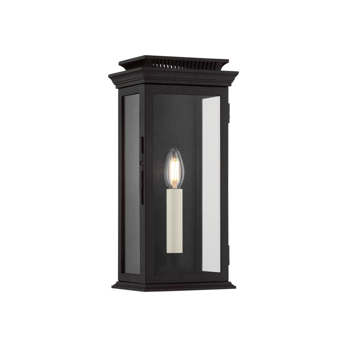 Louie Outdoor Wall Sconce by Troy Lighting, Weather-Resistant, 14.5" Height, Clear Glass, Dimmable