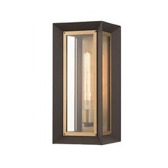 Lowry Medium Outdoor Wall Sconce by Troy Lighting, Textured Bronze & Patina Brass, Dimmable, UL Wet-Rated
