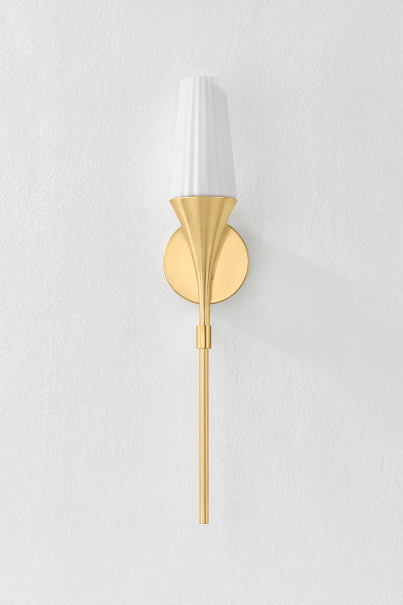 Luisa 23" Wall Sconce by Mitzi H928101 - Dimmable, Opal Matte Glass, Aged Brass or True Bronze Finish