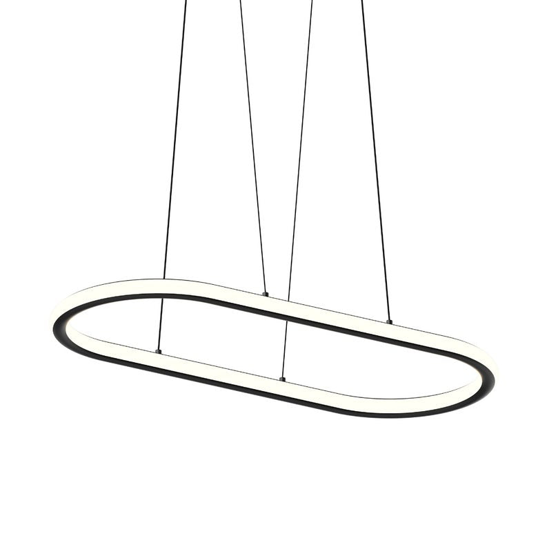 Luna 36-Inch LED Racetrack Pendant Light with Dimmable Feature and Adjustable Height, Damp Rated