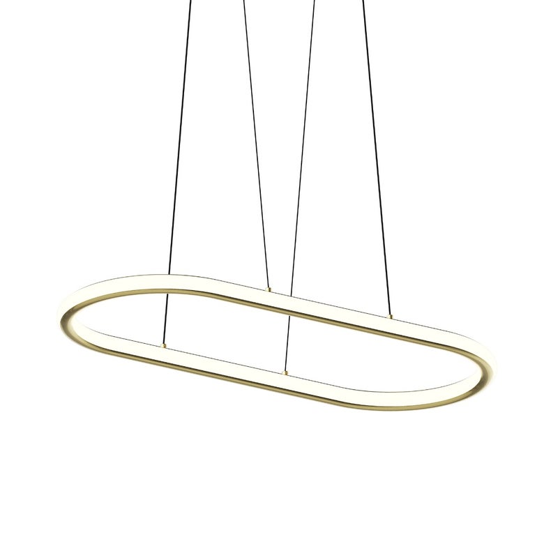 Luna 36-Inch LED Racetrack Pendant Light with Dimmable Feature and Adjustable Height, Damp Rated