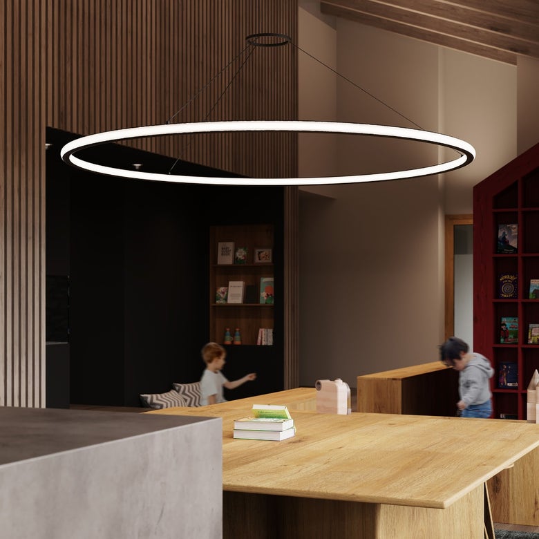 SONNEMAN Luna 60-Inch LED Round Pendant Light with Dimmable Energy Efficient Design in Multiple Finishes