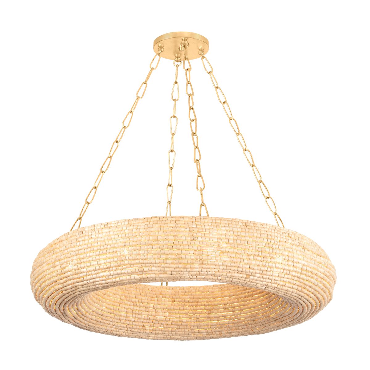 Lure Chandelier by Corbett Lighting with 10 Candle Lights, Vintage Gold Leaf, Coastal Bohemian Design