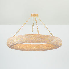 Lure Large Chandelier 16 Lights by Corbett Lighting - Modern Coastal Wood Beads & Dimmable Design