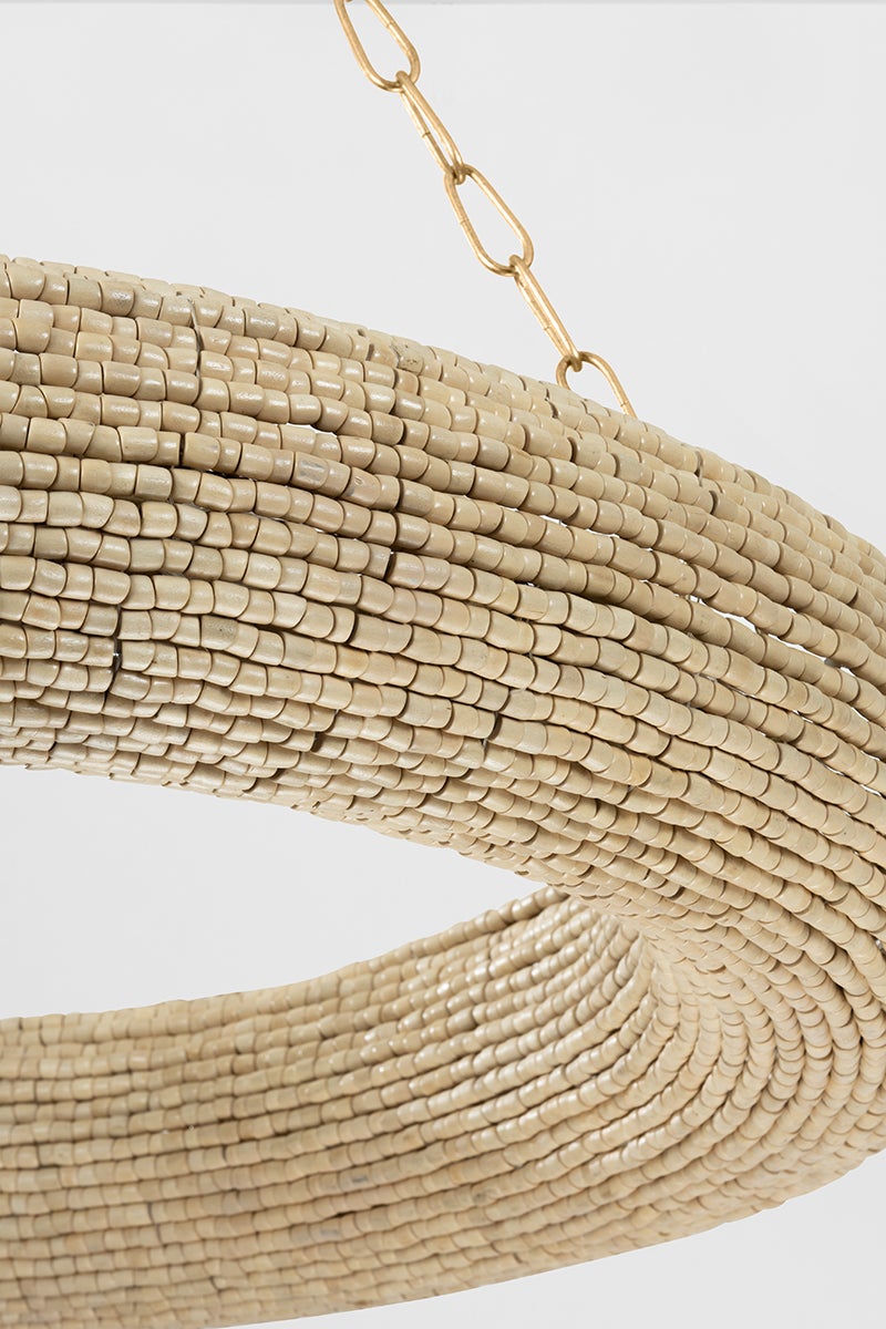 Lure Large Chandelier 16 Lights by Corbett Lighting - Modern Coastal Wood Beads & Dimmable Design