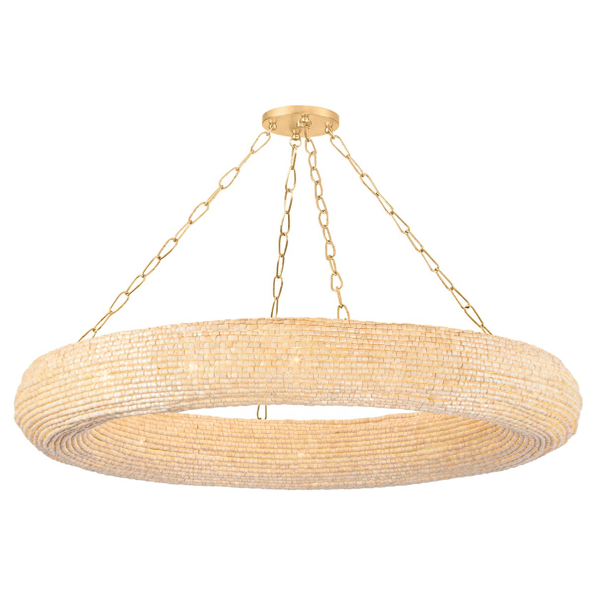 Lure Large Chandelier 16 Lights by Corbett Lighting - Modern Coastal Wood Beads & Dimmable Design