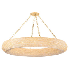 Lure Large Chandelier 16 Lights by Corbett Lighting - Modern Coastal Wood Beads & Dimmable Design